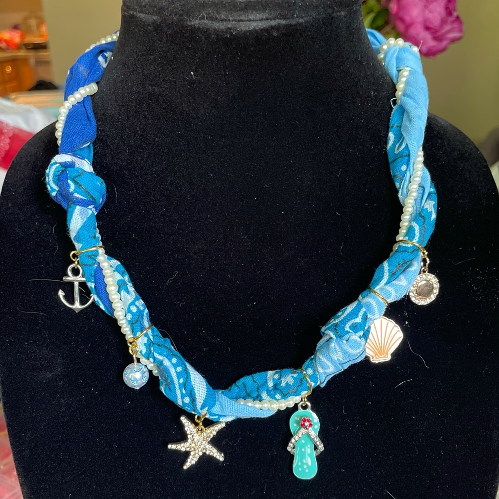 Exquisite Coastal Bandanna Charm Necklace – Handcrafted Nautical Treasure